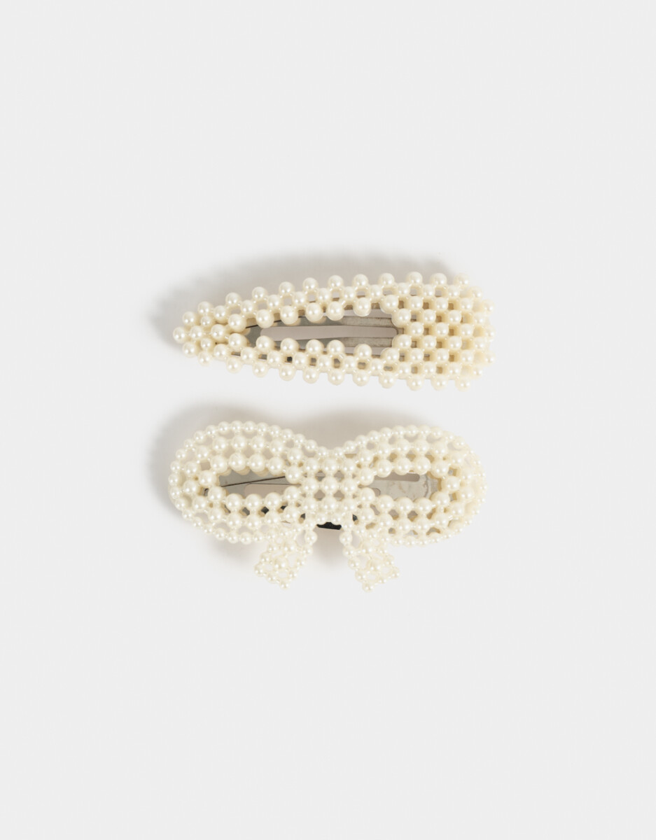 Set De Hebillas Tic Tac Con Perlas 