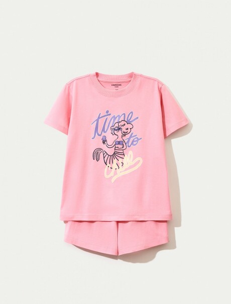 PIJAMA INFANTIL CON ESTAMPA ROSADO