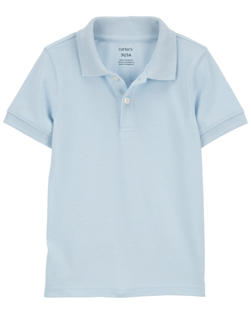 Remera polo de algodón, manga corta, azul 