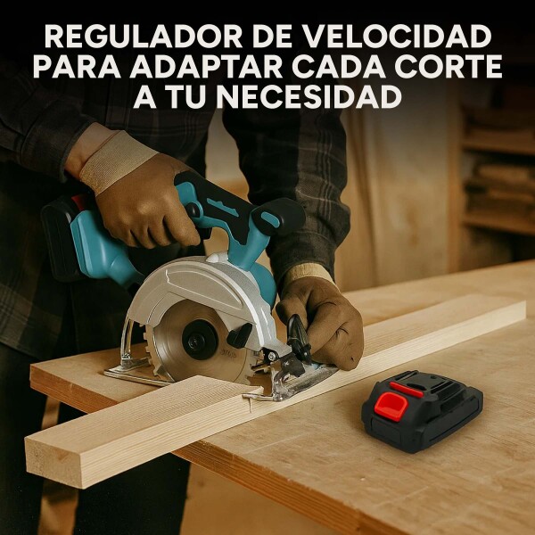 Sierra Circular Inalámbrica Portátil 850W Con 2 Baterías 48V Color Negro Verde