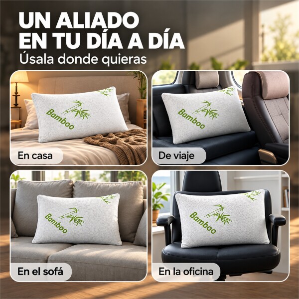 Almohada Viscoelástica con Funda de Bambú y Bolso de Transporte Blanco 1