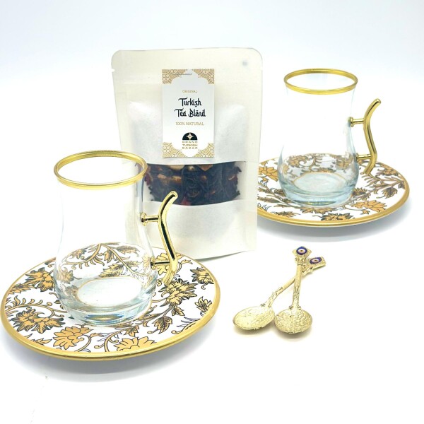 Set de té para dos personas vip cerámica Dorado y blanco