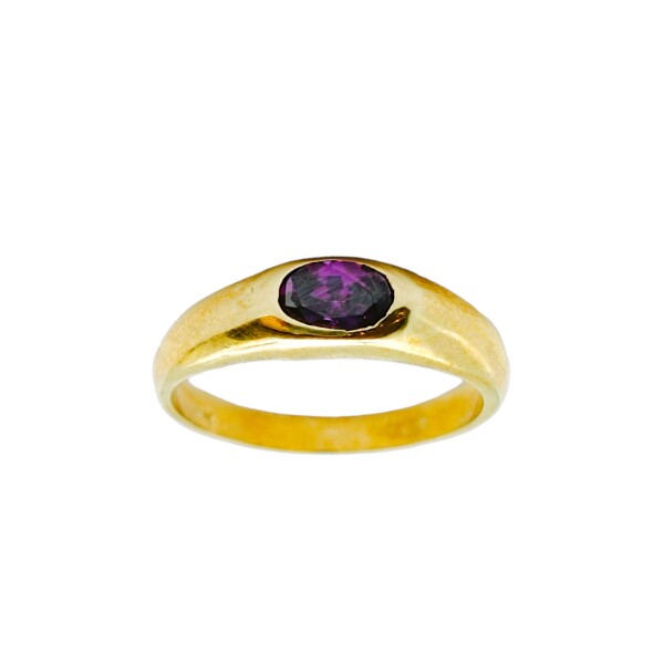 Anillo Solitario-Oro bajo-Piedra Amatista-AN8219 conpiedra