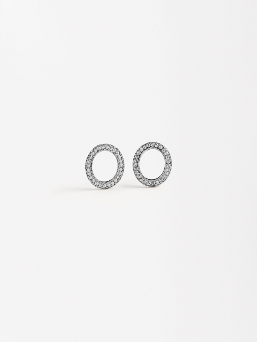 Pendientes Aros Con Zirconias plateado
