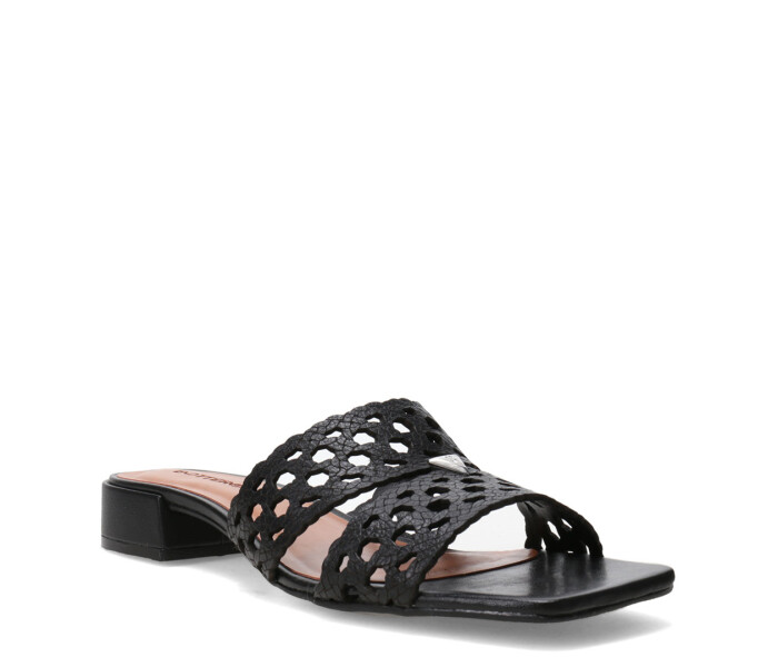 Sandalias de Mujer Bottero Cuero Calado Negro