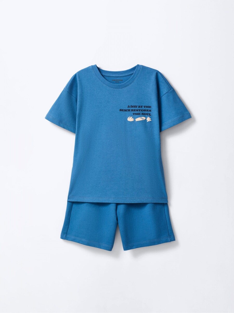CONJUNTO CON ESTAMPA - CELESTE 