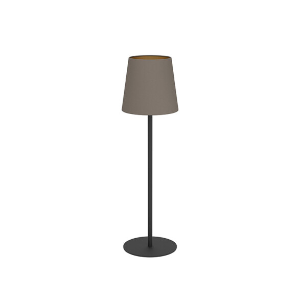 Lámpara de mesa E14 acero negro y pant tela marrón EG6024