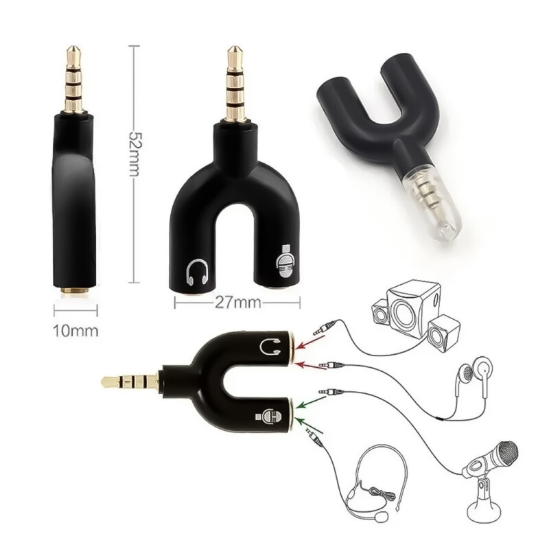 Splitter de Audio Jack 3.5 Compacto 1 Macho 2 Hembras Splitter de Audio Jack 3.5 Compacto 1 Macho 2 Hembras