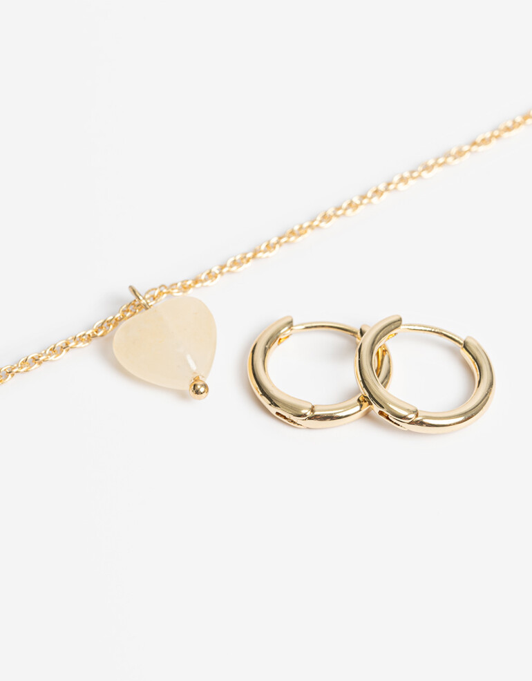 Bijouterie Set Navidad Set De Collar Y Aros Argolla - Dorado