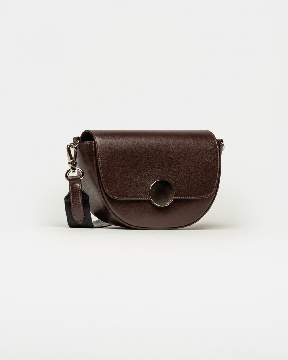 Bandolera The Circle en cuero liso Marron