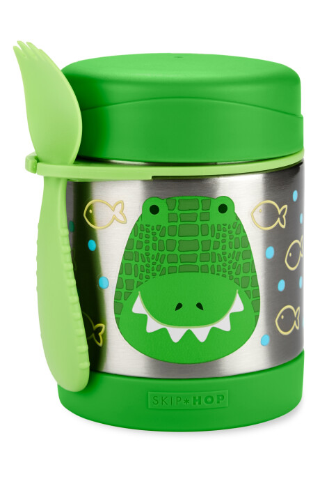 Tupper de acero inoxidable con cubierto, diseño cocodrilo Sin color