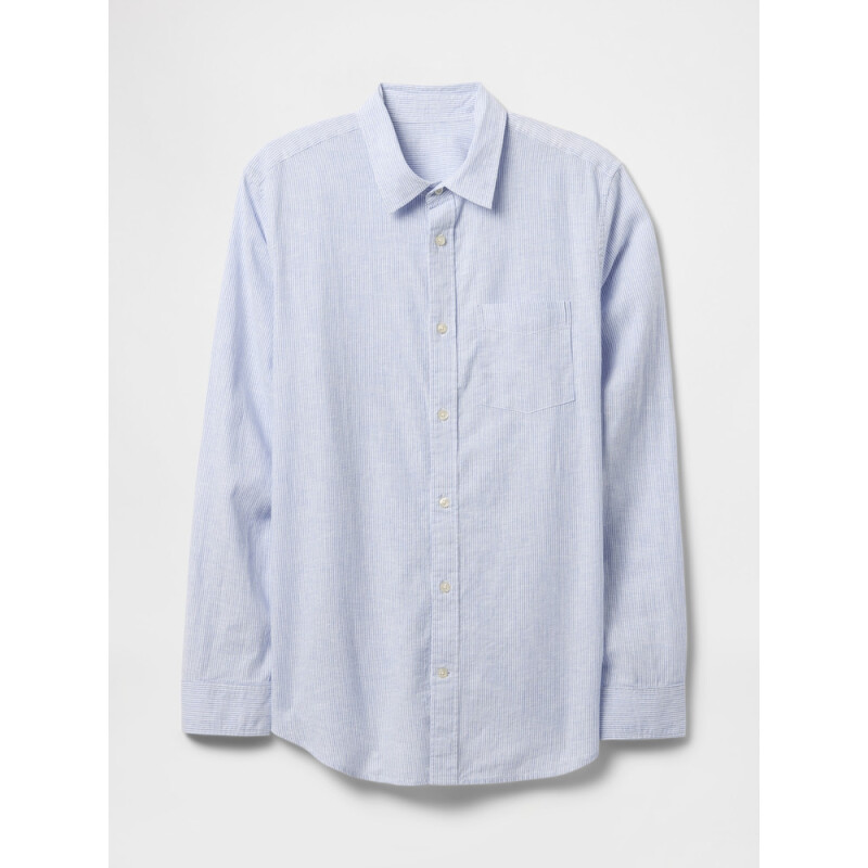V-LS STANDARD LINEN COTTON BLUE STRIPE
