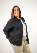 Chaqueta de Jean con broderie abajo Negra