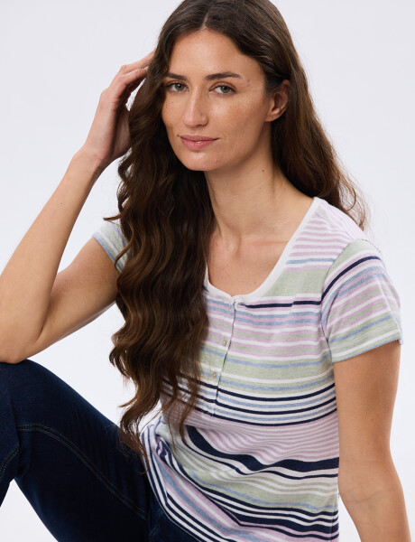 REMERA RAYADA DE ALGODÓN Blanco