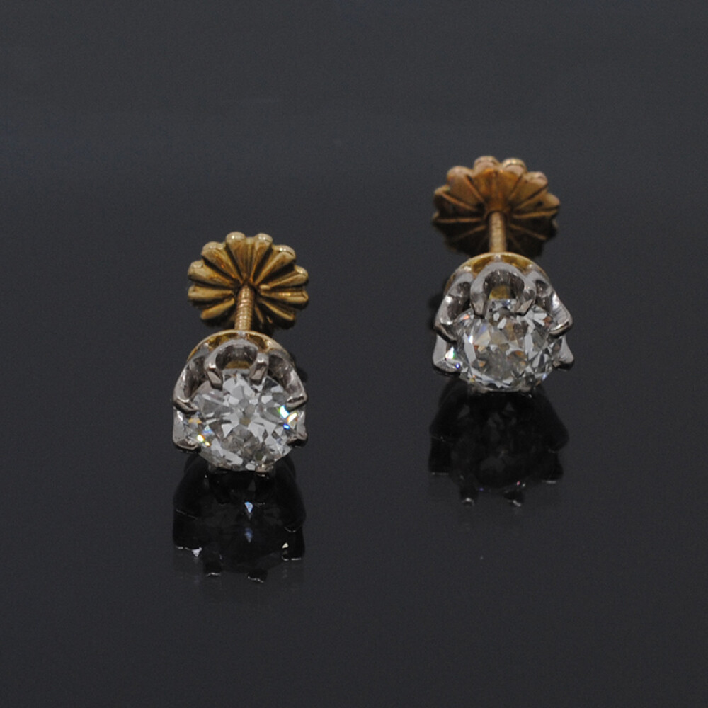 Caravanas antiguas en oro 18k y brillantes Caravanas antiguas en oro 18k y brillantes