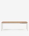Mesa extensible de exterior Canyelles de polimadera y aluminio blanco mate 180(240) x 100 cm