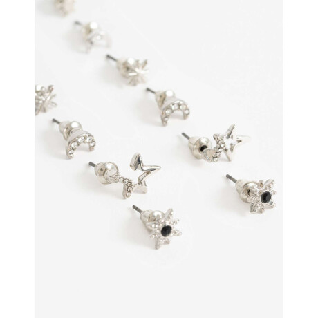 Aros Sets Metal Plateado Rodio