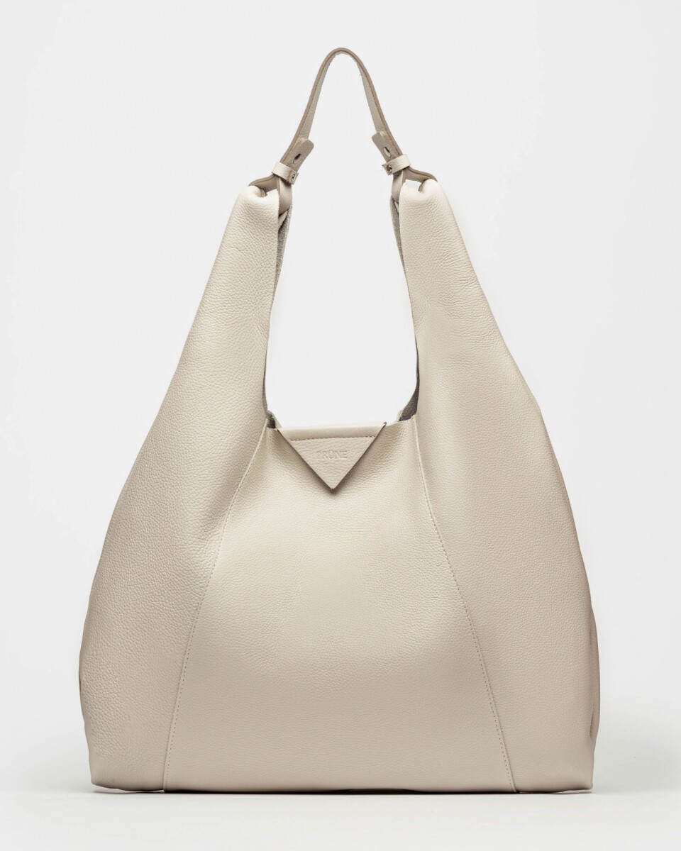 Bolso The Shopping En Cuero Graneado - Natural 