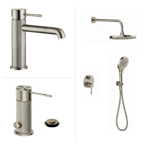 JUEGO DE GRIFERIA SIGNATURE BRUSHED NICKEL DUCHA EMBUTIDA GRIS-BRUSHED NICKEL