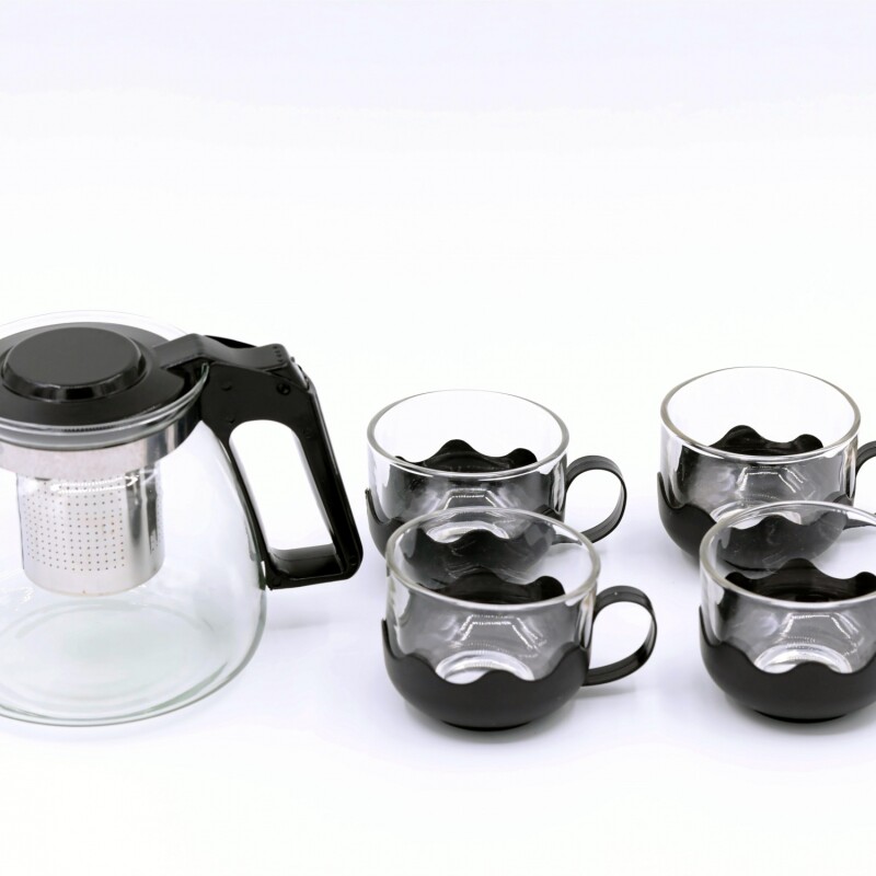 JUEGO DE TETERA RESISTENTE AL CALOR CON INFUSOR Y TAZAS DE TÉ (NEGRO) JUEGO DE TETERA RESISTENTE AL CALOR CON INFUSOR Y TAZAS DE TÉ (NEGRO)