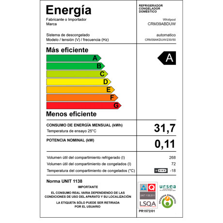 Heladera Consul CRM39 inox. Heladera Consul CRM39 inox.