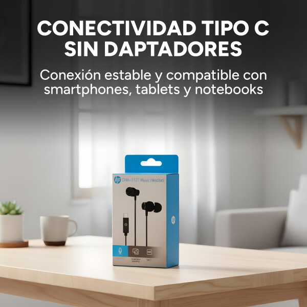 Auriculares Cableado Micrófono Manos Libres HP Tipo C Bass Color Negro