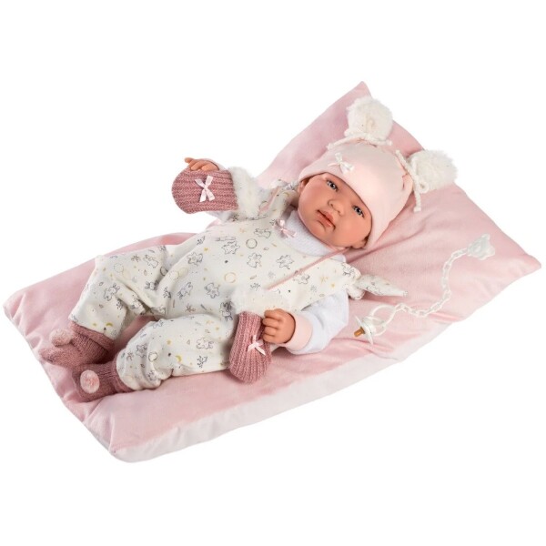 Bebota Llorens Tina Llorona Muñeca Abrigo Gorra Conejo 44 cm Modelo Tina Cojin