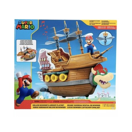 Super Mario Deluxe Bowser's Air Ship Playset con Figura de Acción de Mario 001