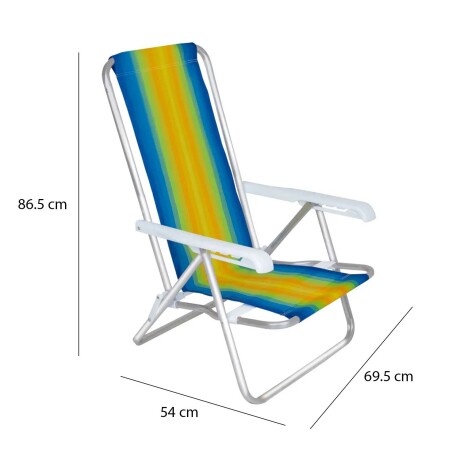 Reposera Silla Reclinable De Playa 4 Posiciones Aluminio Azul/amarillo
