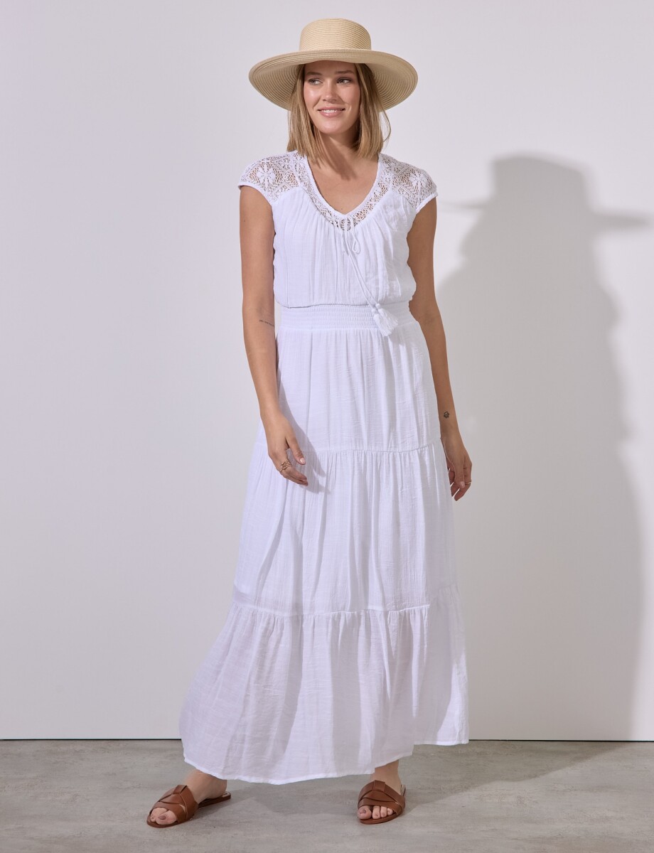 Vestido Maxi Encaje - Blanco 