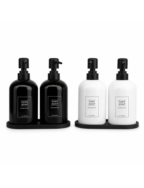 SET DE BAÑO 2 DISPENSADORES/1 BANDEJA BLANCO/NEGRO SET DE BAÑO 2 DISPENSADORES/1 BANDEJA BLANCO/NEGRO