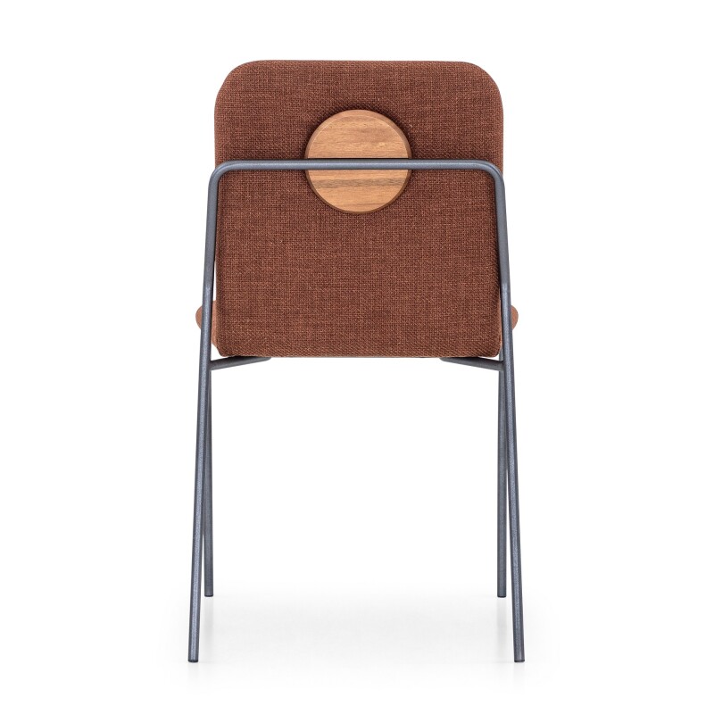 Silla patas metal grafito c/ circulo madera tela terracota Silla patas metal grafito c/ circulo madera tela terracota