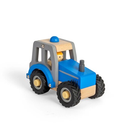 Mini Tractor de madera azul