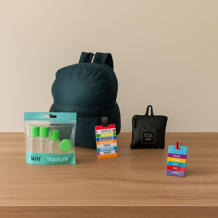 PACK MOCHILA BRIO + SET DE POTES DE VIAJE + PORTA DOCUMENTOS PACK MOCHILA BRIO + SET DE POTES DE VIAJE + PORTA DOCUMENTOS