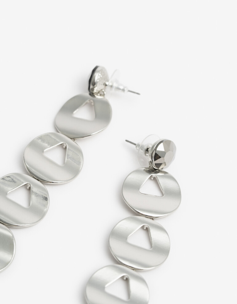 Aros Colgantes Largos Strass Aros Colgantes Largos Piezas Metal - Plateado Rodio
