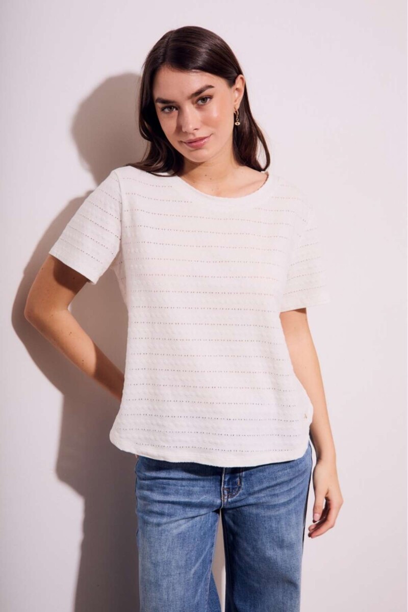 Remera Manga Corta Texturada Algodn - Nacar 