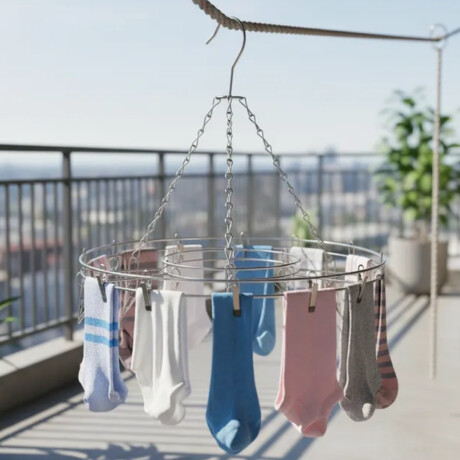 Tendedero redondo en acero inoxidable 15 palillos metálicos GRIS