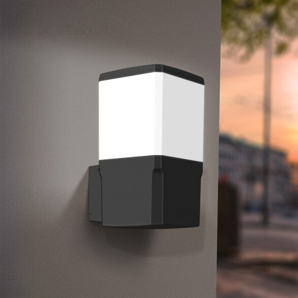 Aplique LED pared rectan. negro IP55 E27 VIRGILIO FL0662