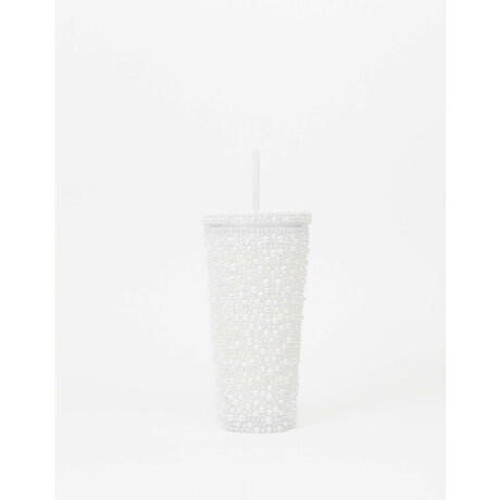 Vaso De Plástico Con Perlas Blanco nacarado/perlado