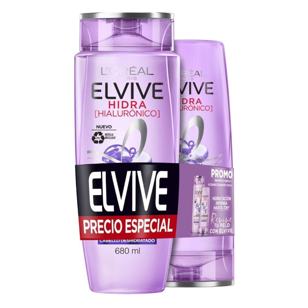 Shampoo L'Oréal Elvive Hidra Hialurónico Pack Ahorro 370 ML + AC 200 ML 
