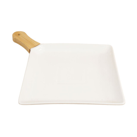 Plato cuadrado de ceramica con mango de madera Plato cuadrado de ceramica con mango de madera
