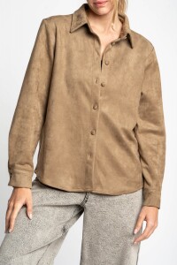 Camisa Gamuza Cuero Vegano Moca
