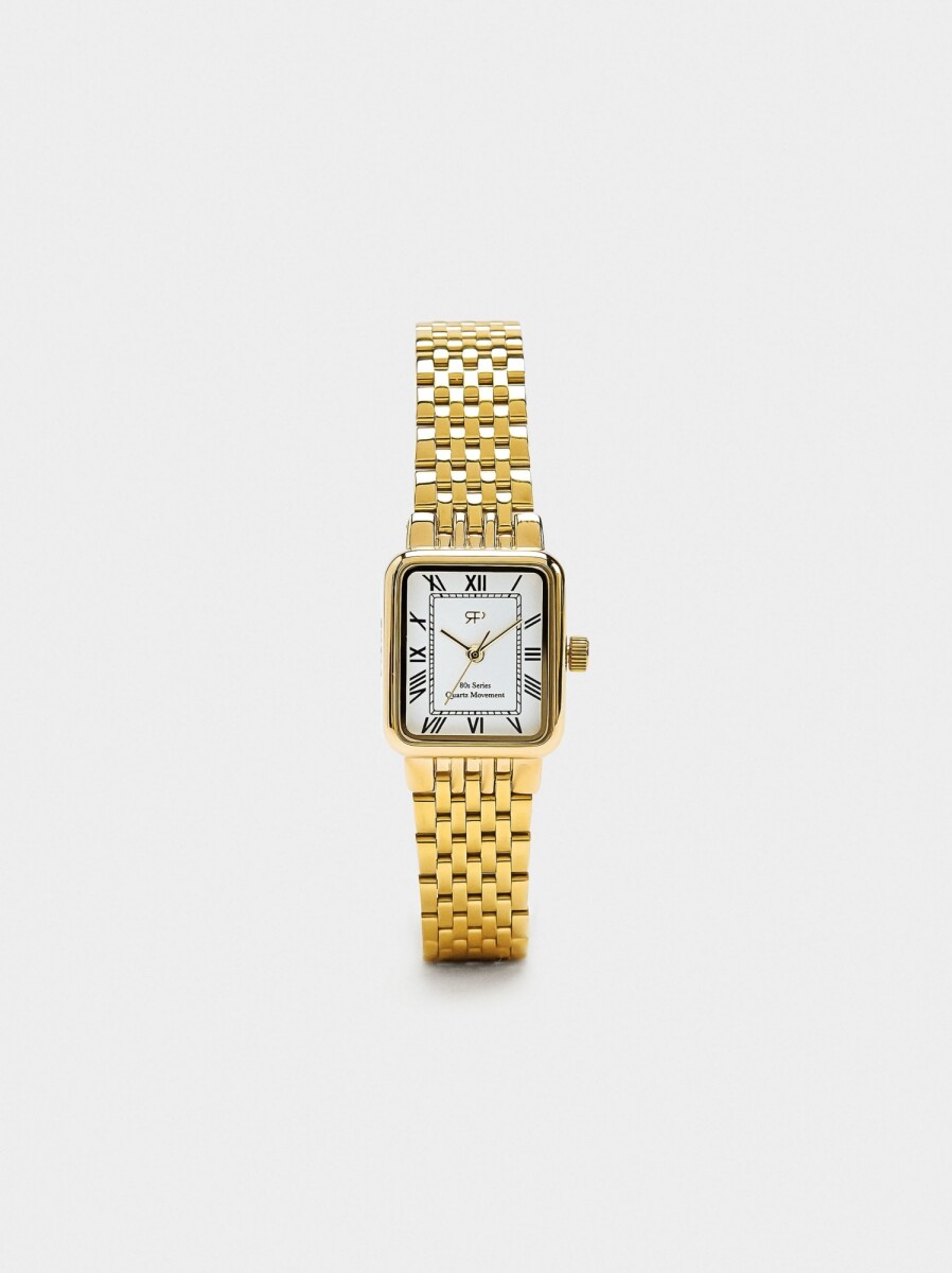 Reloj Cuadrado Con Pulsera De Acero Inoxidable - dorado 