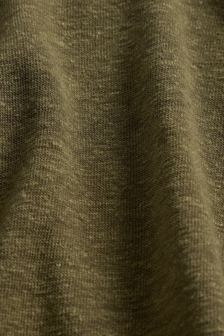 Remera Lino Crop Manga Corta Mujer Dark Olive 19-0516 Tcx