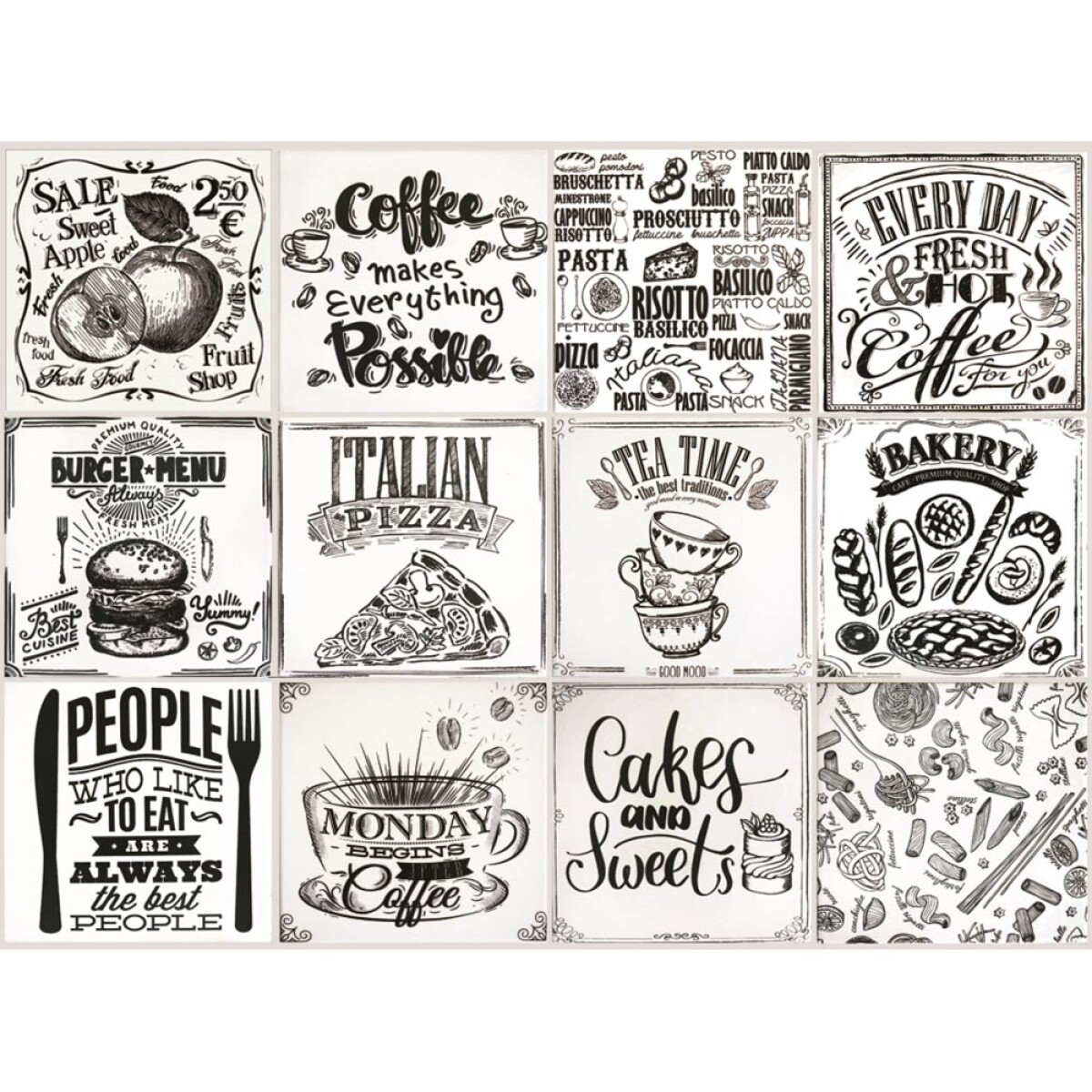 Kit De Revestimiento Decorado Chef Branco - 20x20 Cm 