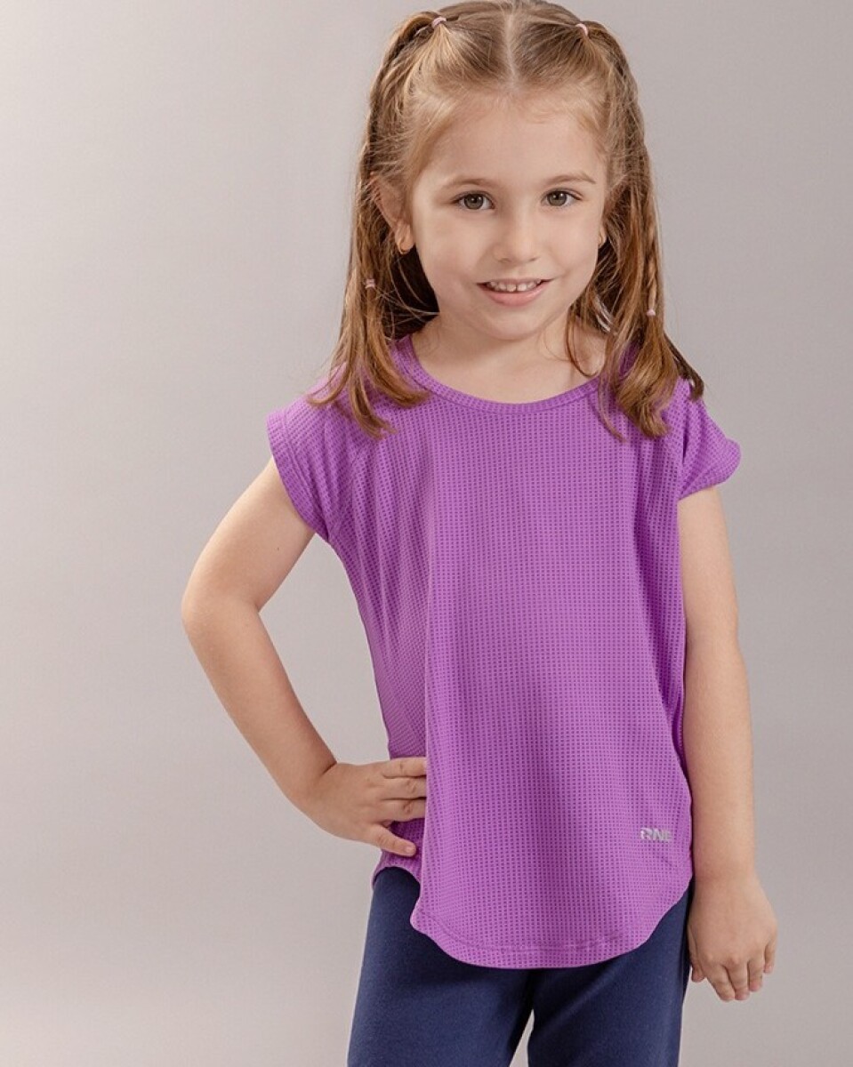 Remera Deportiva para Niñas. - Lila Oscuro 