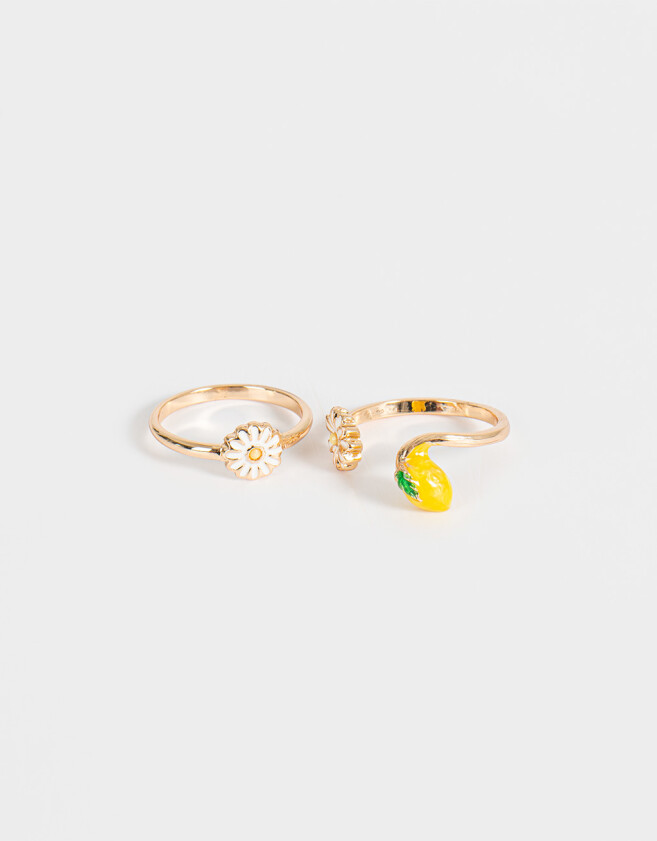Sets Anillos Con flores Sets De Anillos Margarita - Dorado