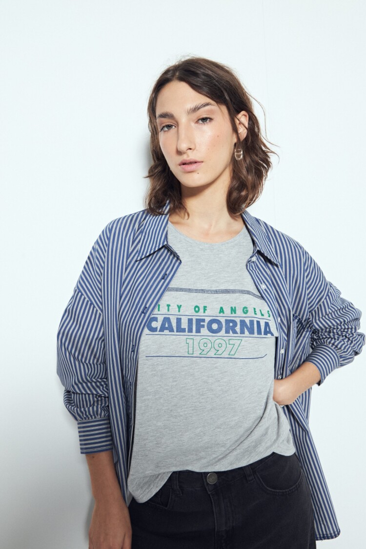 REMERA MAGNOLIO Gris Claro Melange