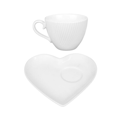 Set de taza + plato con forma de corazon Set de taza + plato con forma de corazon