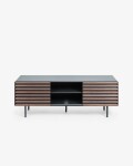 Mueble TV Kesia lacado gris con chapa de nogal 162 x 58 cm